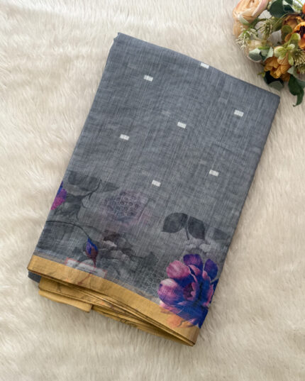 Elegant Linen Cotton Saree for women.