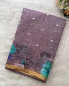 Elegant Linen Cotton Saree for women.