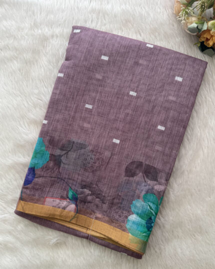 Elegant Linen Cotton Saree for women.