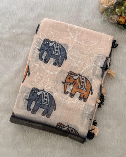 Elegant Linen Cotton Saree for women