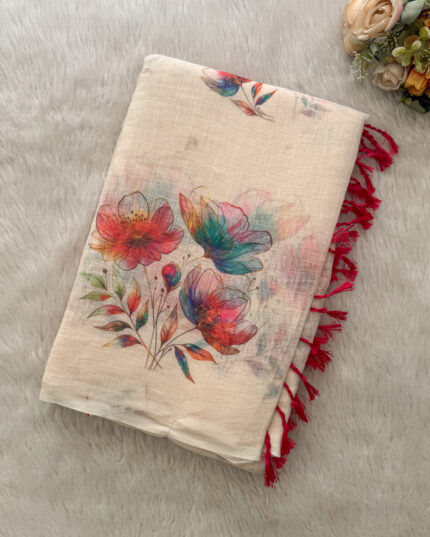 Elegant Linen Cotton Saree