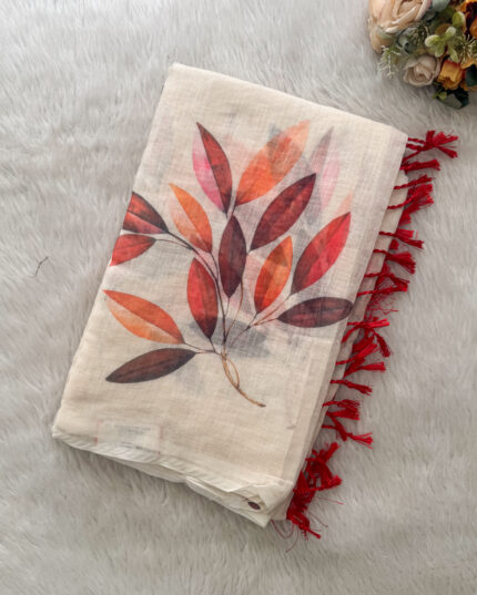 Elegant Linen Cotton Saree in online