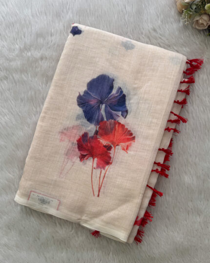 Elegant Linen Cotton Saree | MK0081